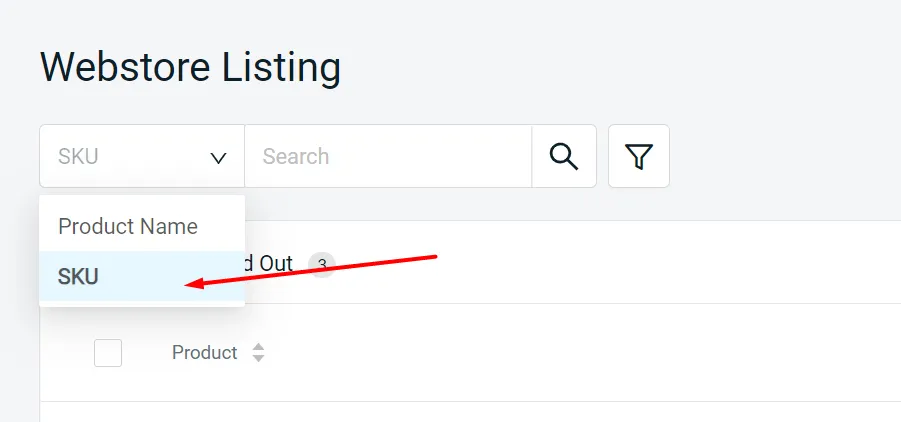 Webstore SKU filter