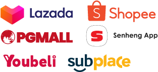 lazada, shopee, pgmall, senheng, youbeli, subplace marketplaces